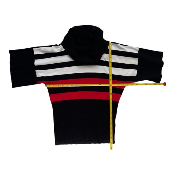 Spense Cowl Neck Knit Sweater Top size small Stripes white red - Picture 3 of 7